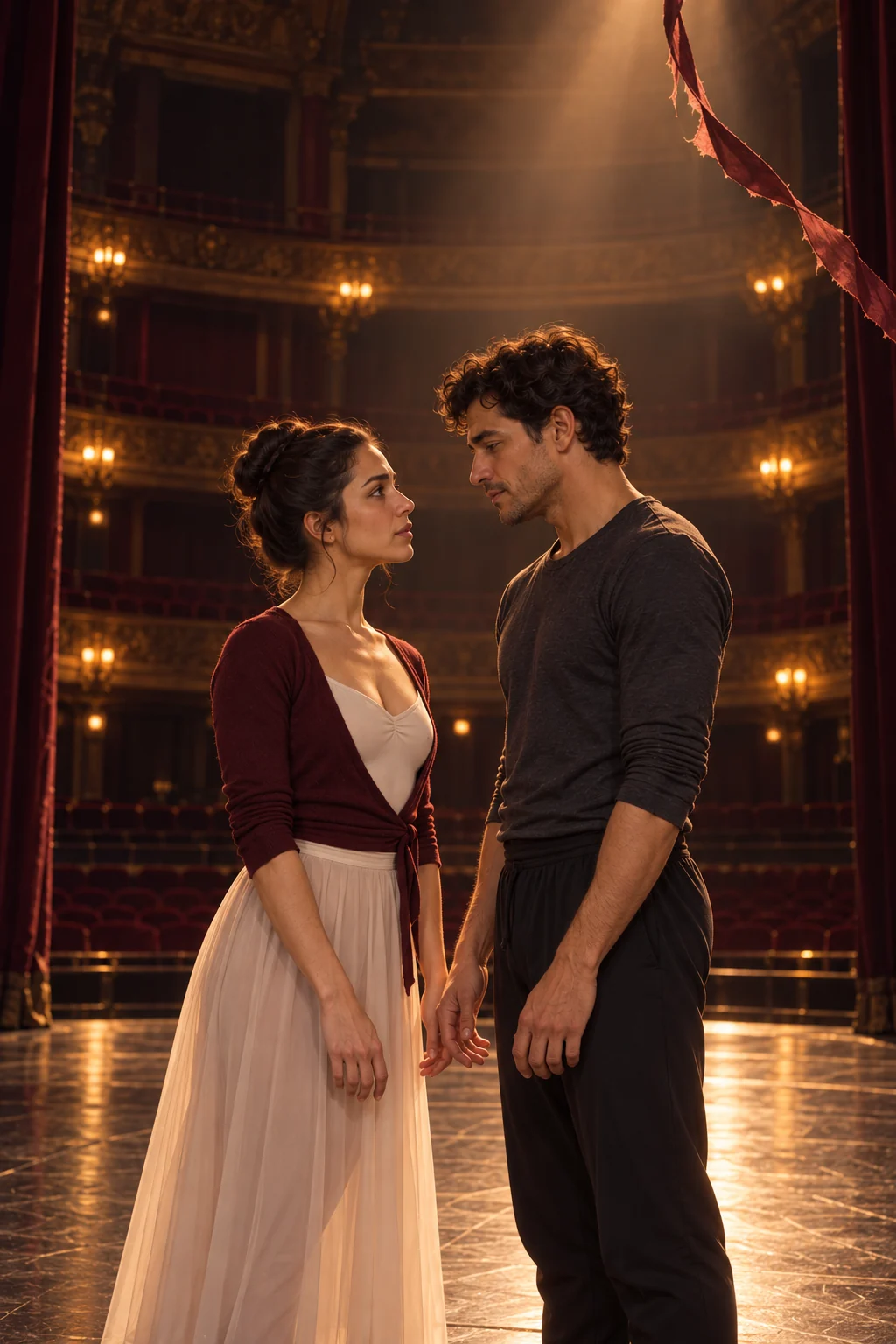 Dos bailarines en el Teatro Aurora
